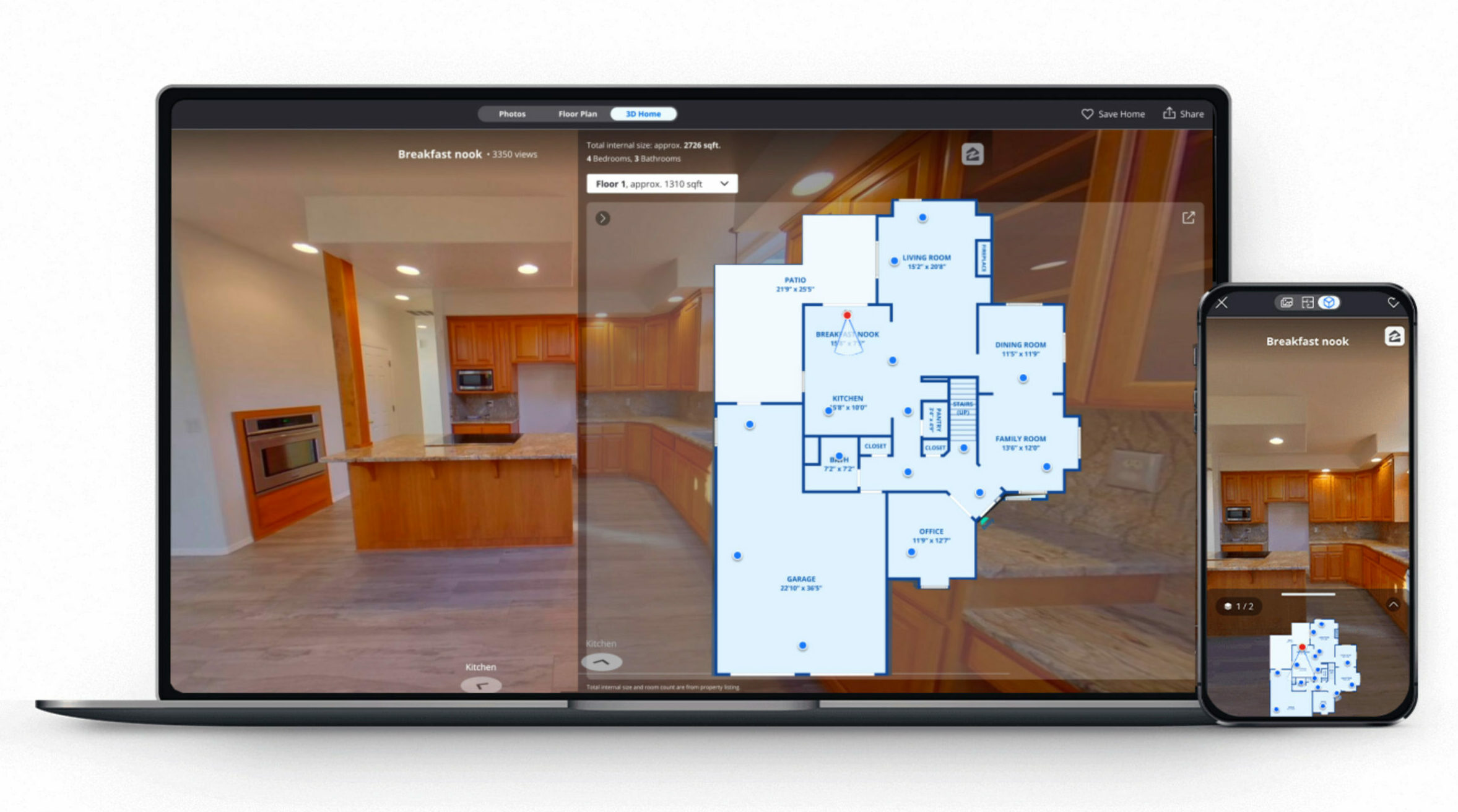 Zillow 3D Home Interactive Floor Plans Desktop and Mobile Screenshots